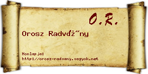 Orosz Radvány névjegykártya